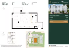 1 pokój, mieszkanie 36,72 m², piętro 3, oferta nr B2.3.09, Wierzbowa 20, Łódź, Śródmieście, ul. Wierzbowa 20