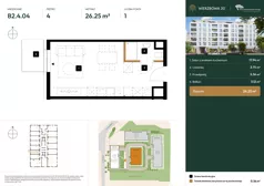 1 pokój, mieszkanie 26,25 m², piętro 4, oferta nr B2.4.04, Wierzbowa 20, Łódź, Śródmieście, ul. Wierzbowa 20