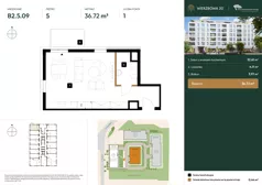 1 pokój, mieszkanie 36,72 m², piętro 5, oferta nr B2.5.09, Wierzbowa 20, Łódź, Śródmieście, ul. Wierzbowa 20
