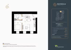 2 pokoje, mieszkanie 41,70 m², piętro 2, oferta nr M.2.1, Rezydencja Śródmiejska, Łódź, Śródmieście, Śródmieście-Wschód, ul. Pomorska 28