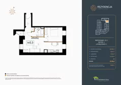2 pokoje, mieszkanie 47,05 m², piętro 3, oferta nr M.3.3, Rezydencja Śródmiejska, Łódź, Śródmieście, Śródmieście-Wschód, ul. Pomorska 28