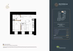 2 pokoje, mieszkanie 38,94 m², piętro 1, oferta nr M.1.1, Rezydencja Śródmiejska, Łódź, Śródmieście, Śródmieście-Wschód, ul. Pomorska 28