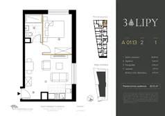 2 pokoje, lokal inwestycyjny 32,72 m², piętro 1, oferta nr A.01.13, 3 Lipy, Gdańsk, Piecki-Migowo, Morena, ul. Trzy Lipy 6