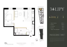 2 pokoje, lokal inwestycyjny 43,96 m², piętro 3, oferta nr A.03.12, 3 Lipy, Gdańsk, Piecki-Migowo, Morena, ul. Trzy Lipy 6