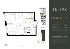 2 pokoje, lokal inwestycyjny 37,01 m², piętro 4, oferta nr A.04.09, 3 Lipy, Gdańsk, Piecki-Migowo, Morena, ul. Trzy Lipy 6