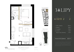 2 pokoje, lokal inwestycyjny 33,42 m², piętro 2, oferta nr A.02.13, 3 Lipy, Gdańsk, Piecki-Migowo, Morena, ul. Trzy Lipy 6