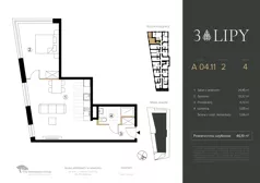2 pokoje, lokal inwestycyjny 46,11 m², piętro 4, oferta nr A.04.11, 3 Lipy, Gdańsk, Piecki-Migowo, Morena, ul. Trzy Lipy 6