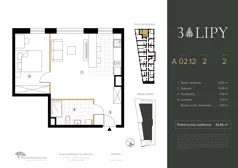 2 pokoje, lokal inwestycyjny 43,96 m², piętro 2, oferta nr A.02.12, 3 Lipy, Gdańsk, Piecki-Migowo, Morena, ul. Trzy Lipy 6