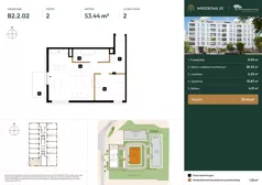 2 pokoje, mieszkanie 53,44 m², piętro 2, oferta nr B2.2.02, Wierzbowa 20, Łódź, Śródmieście, ul. Wierzbowa 20