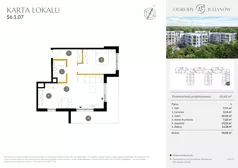 2 pokoje, mieszkanie 54,63 m², piętro 1, oferta nr S6.1.07, Ogrody Julianów, Łódź, Bałuty, Julianów, ul. Zgierska 188