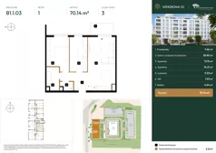 3 pokoje, mieszkanie 70,14 m², piętro 1, oferta nr B1.1.03, Wierzbowa 20, Łódź, Śródmieście, ul. Wierzbowa 20