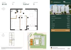 3 pokoje, mieszkanie 72,81 m², piętro 1, oferta nr B1.1.10, Wierzbowa 20, Łódź, Śródmieście, ul. Wierzbowa 20