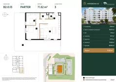 3 pokoje, mieszkanie 71,82 m², parter, oferta nr B2.0.13, Wierzbowa 20, Łódź, Śródmieście, ul. Wierzbowa 20