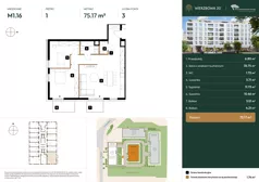 3 pokoje, mieszkanie 75,17 m², piętro 1, oferta nr B2.1.16, Wierzbowa 20, Łódź, Śródmieście, ul. Wierzbowa 20