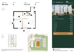 3 pokoje, mieszkanie 75,17 m², piętro 4, oferta nr B2.4.16, Wierzbowa 20, Łódź, Śródmieście, ul. Wierzbowa 20