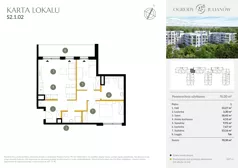 3 pokoje, mieszkanie 70,30 m², piętro 1, oferta nr S2.1.02, Ogrody Julianów, Łódź, Bałuty, Julianów, ul. Zgierska 188