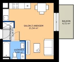 1 pokój, mieszkanie 27,61 m², piętro 1, oferta nr B.107, Rezydencja Śródmiejska, Łódź, Śródmieście, Śródmieście-Wschód, ul. Pomorska 28