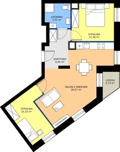 3 pokoje, mieszkanie 59,03 m², piętro 3, oferta nr A.303, Rezydencja Śródmiejska, Łódź, Śródmieście, Śródmieście-Wschód, ul. Pomorska 28