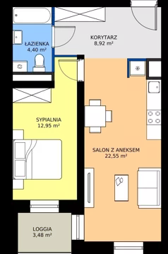 2 pokoje, mieszkanie 48,82 m², piętro 2, oferta nr B.204, Rezydencja Śródmiejska, Łódź, Śródmieście, Śródmieście-Wschód, ul. Pomorska 28