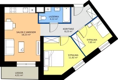 3 pokoje, mieszkanie 50,35 m², piętro 4, oferta nr A.402, Rezydencja Śródmiejska, Łódź, Śródmieście, Śródmieście-Wschód, ul. Pomorska 28