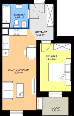 2 pokoje, mieszkanie 45,73 m², piętro 2, oferta nr B.203, Rezydencja Śródmiejska, Łódź, Śródmieście, Śródmieście-Wschód, ul. Pomorska 28