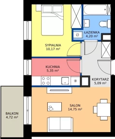 2 pokoje, mieszkanie 39,56 m², piętro 1, oferta nr B.108, Rezydencja Śródmiejska, Łódź, Śródmieście, Śródmieście-Wschód, ul. Pomorska 28