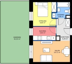 2 pokoje, mieszkanie 39,61 m², parter, oferta nr B.007, Rezydencja Śródmiejska, Łódź, Śródmieście, Śródmieście-Wschód, ul. Pomorska 28