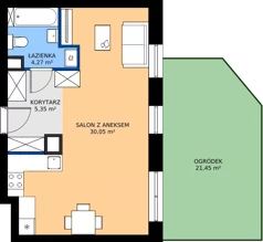 1 pokój, mieszkanie 39,67 m², parter, oferta nr B.006, Rezydencja Śródmiejska, Łódź, Śródmieście, Śródmieście-Wschód, ul. Pomorska 28