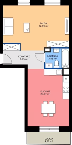 1 pokój, mieszkanie 53,96 m², piętro 1, oferta nr B.101, Rezydencja Śródmiejska, Łódź, Śródmieście, Śródmieście-Wschód, ul. Pomorska 28
