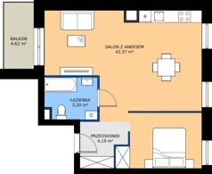 1 pokój, mieszkanie 51,76 m², piętro 1, oferta nr A.108, Rezydencja Śródmiejska, Łódź, Śródmieście, Śródmieście-Wschód, ul. Pomorska 28