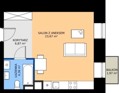 1 pokój, mieszkanie 34,90 m², piętro 2, oferta nr M.2.2, Rezydencja Śródmiejska, Łódź, Śródmieście, Śródmieście-Wschód, ul. Pomorska 28