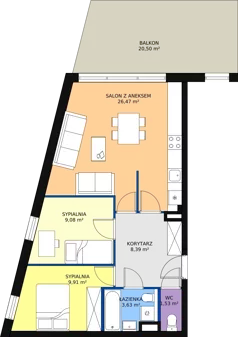 3 pokoje, mieszkanie 59,23 m², parter, oferta nr A/M1, Rezydencja Chabrowa, Lublin, Sławin, Sławin, ul. Chabrowa 2