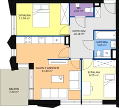 3 pokoje, mieszkanie 57,73 m², parter, oferta nr A/M4, Rezydencja Chabrowa, Lublin, Sławin, Sławin, ul. Chabrowa 2