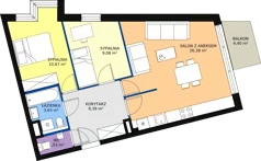3 pokoje, mieszkanie 59,84 m², piętro 1, oferta nr A/M7, Rezydencja Chabrowa, Lublin, Sławin, Sławin, ul. Chabrowa 2