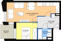2 pokoje, mieszkanie 42,70 m², piętro 1, oferta nr A/M11, Rezydencja Chabrowa, Lublin, Sławin, Sławin, ul. Chabrowa 2