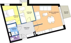 3 pokoje, mieszkanie 59,70 m², piętro 2, oferta nr A/M13, Rezydencja Chabrowa, Lublin, Sławin, Sławin, ul. Chabrowa 2