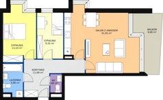 3 pokoje, mieszkanie 68,76 m², parter, oferta nr B/M2, Rezydencja Chabrowa, Lublin, Sławin, Sławin, ul. Chabrowa 2