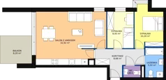 3 pokoje, mieszkanie 65,85 m², piętro 1, oferta nr B/M11, Rezydencja Chabrowa, Lublin, Sławin, Sławin, ul. Chabrowa 2