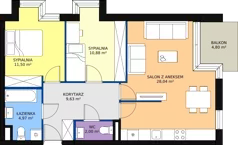 3 pokoje, mieszkanie 66,02 m², piętro 1, oferta nr B/M12, Rezydencja Chabrowa, Lublin, Sławin, Sławin, ul. Chabrowa 2