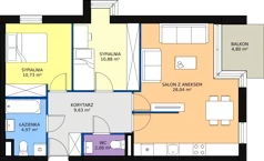 3 pokoje, mieszkanie 64,75 m², piętro 2, oferta nr B/M18, Rezydencja Chabrowa, Lublin, Sławin, Sławin, ul. Chabrowa 2