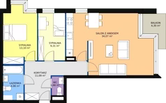 3 pokoje, mieszkanie 72,79 m², piętro 3, oferta nr B/M19, Rezydencja Chabrowa, Lublin, Sławin, Sławin, ul. Chabrowa 2