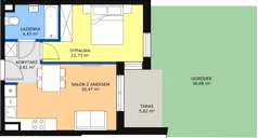 2 pokoje, lokal inwestycyjny 38,38 m², piętro 1, oferta nr 2_04, Ogrody Przyjaciół, Reguły, ul. Wiejska
