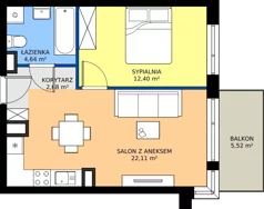 2 pokoje, mieszkanie 41,83 m², piętro 2, oferta nr 91, Apartamenty Teligi, Marki, ul. Leonida Teligi