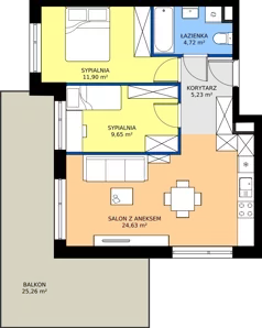 3 pokoje, mieszkanie 56,13 m², piętro 1, oferta nr 72, Apartamenty Teligi, Marki, ul. Leonida Teligi