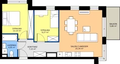 3 pokoje, mieszkanie 57,95 m², piętro 2, oferta nr 90, Apartamenty Teligi, Marki, ul. Leonida Teligi