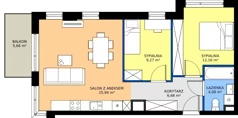 3 pokoje, mieszkanie 58,11 m², piętro 2, oferta nr 26, Apartamenty Teligi, Marki, ul. Leonida Teligi