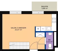 3 pokoje, mieszkanie 56,98 m², piętro 1, oferta nr 21, Mochtyńska, Warszawa, Białołęka, Kobiałka, ul. Mochtyńska 56