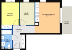 3 pokoje, mieszkanie 52,27 m², piętro 1, oferta nr 45, Mochtyńska, Warszawa, Białołęka, Kobiałka, ul. Mochtyńska 56