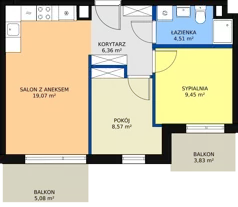 3 pokoje, mieszkanie 47,26 m², piętro 2, oferta nr 62, Mochtyńska, Warszawa, Białołęka, Kobiałka, ul. Mochtyńska 56