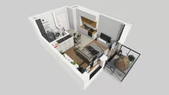 1 pokój, mieszkanie 25,38 m², piętro 1, oferta nr D/6, Bokserska 71 etap 2.3, Warszawa, Ursynów, Wyczółki, ul. Bokserska